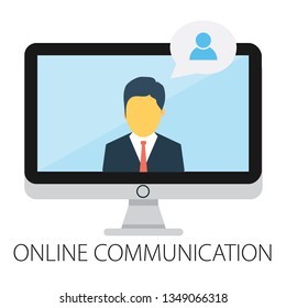 Vector illustration of communication and global technology with "online communication" computer technology concept