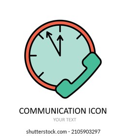 Vector illustration with communication icon. Outline drawing. 