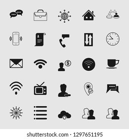 Vector illustration of communication icons set - phone wireless network sign symbols, computer illustrations.