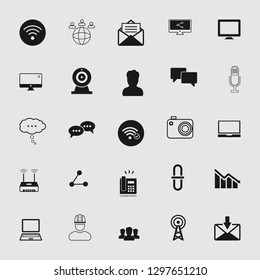 Vector illustration of communication icons set - phone wireless network sign symbols, computer illustrations.