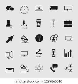 Vector illustration of communication icons set – phone, wireless, network, web, media and computer signs and symbols.