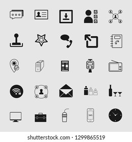 Vector illustration of communication icons set – phone, wireless, network, web, media and computer signs and symbols.