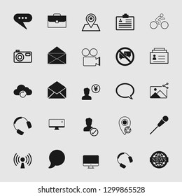 Vector illustration of communication icons set – phone, wireless, network, web, media and computer signs and symbols.