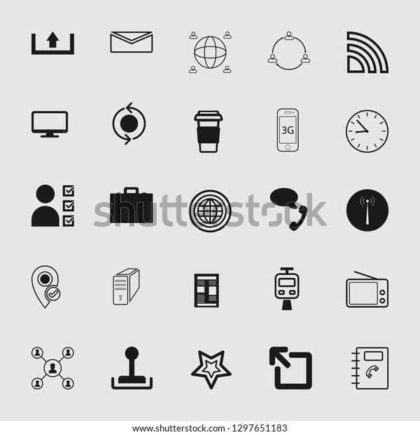 Vector illustration
of communication icons set - phone wireless network sign symbols,
computer illustrations.