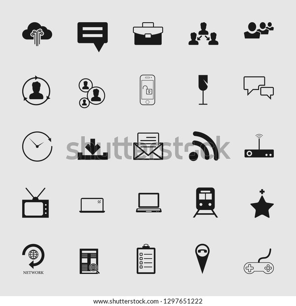 Vector illustration
of communication icons set - phone wireless network sign symbols,
computer illustrations.