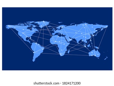 Vektorgrafik von Kommunikationsnetzen auf Weltkarte