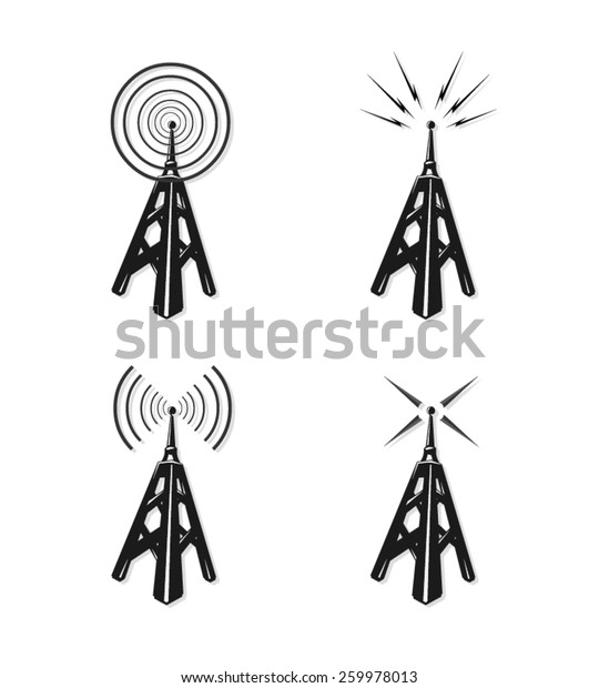 Vector Illustration Communication Radio Towers Radio 库存矢量图（免版税）259978013