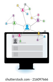 Vector illustration of communication in a social network