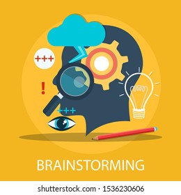 Vector illustration of communication & teamwork concept "brainstorming" creative and innovation icon.