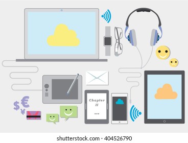 Vector Illustration Of Communication Technology Devices