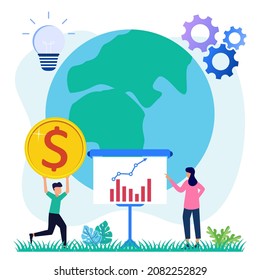Vektorgrafik einer Gemeinschaftsgruppe von Unternehmen Soziales Unternehmertum auf der Grundlage von ökologischen, kulturellen oder ökologischen Ideen. Unternehmensfinanzierung zur Lösung sozialer Probleme.