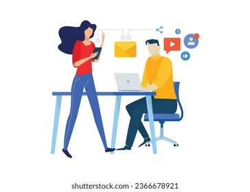 Vector illustration 
community manager work concept flat style