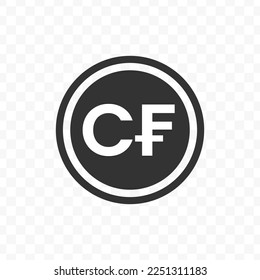 Vector illustration of Comoran franc currency icon in dark color and transparent background(png).