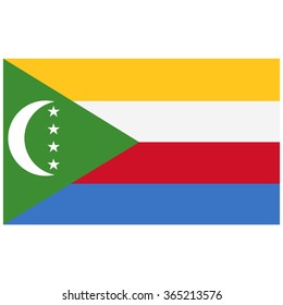 Vector illustration Comoros flag vector icon. Rectangular national flag of Comoros. Comoros flag button