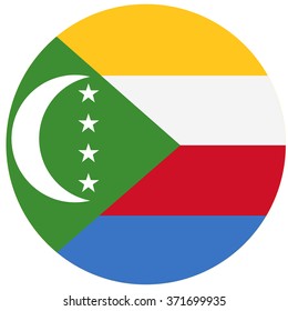 Vector illustration Comoros flag vector icon. Round national flag of Comoros. Comoros flag button