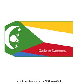 vector illustration of Comoros flag on price tag with word Made in Comoros isolated on white background