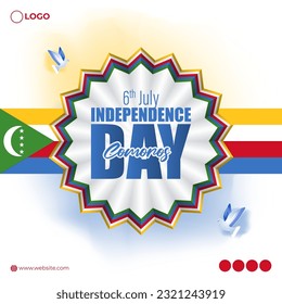 Vector illustration of Comoros National Day social media story feed mockup template
