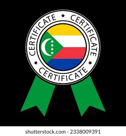 Ilustración vectorial del certificado de cinta de Comoras sobre fondo negro.