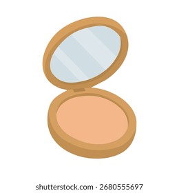 Ilustración vectorial de polvo facial compacto con espejo en estilo simple de dibujos animados.