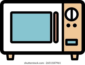 Ilustração vetorial de um forno de micro-ondas compacto com controle de discagem e fundo transparente