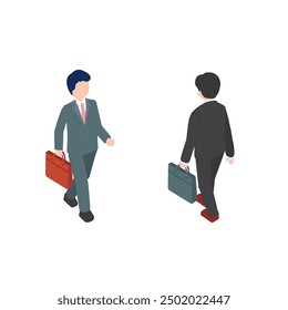 Vector illustration of Company employee in a suit.Isometric Illustration.