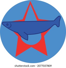 Vector illustration of a company logo engaged in fishing.