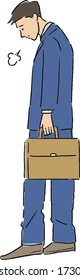 Vector illustration of a company worker sighing