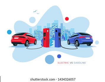 Vector Illustration Comparing Electric Versus Gasoline Stock Vector ...