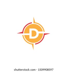 vector illustration compass with circle negative space letter d icon logo design