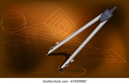 Vector illustration of compass and geomentrical figures