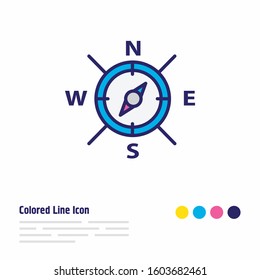 Vector illustration of compass icon colored line. Beautiful nautical element also can be used as navigation icon element.