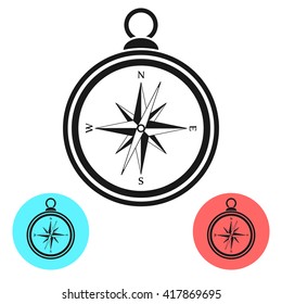 Vector illustration of a compass in the loop style. For graphic and web design.