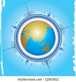 vector illustration of compass and map design02