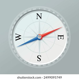 Vector illustration of a compass on a gray background