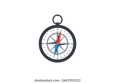 A Vector Illustration Of A Compass Rose On White Background Pointing North In A Modern Style