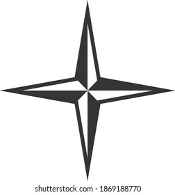 Vector illustration of the compass rose showing the four cardinal directions