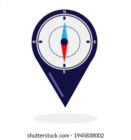 Vector illustration of compass showing location and direction, logo, travel and holiday themes, perfect for travel advertisements