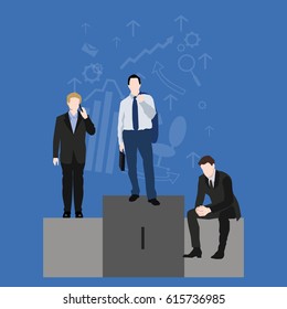 Vector illustration with competition between office man