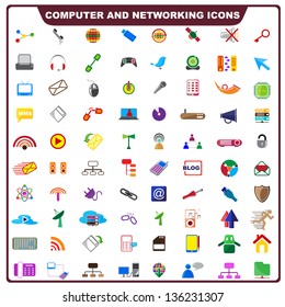 vector illustration of complete set of computer and networking icon