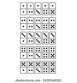 Vector illustration of complete set of dominoes on a white background.
