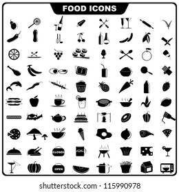 vector illustration of complete set of food icon