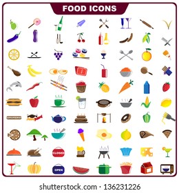 vector illustration of complete set of food icon