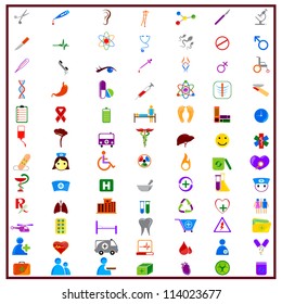 vector illustration of complete set of medical related icon