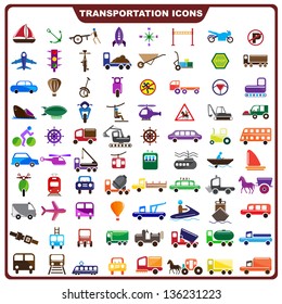 vector illustration of complete set of transportation icon