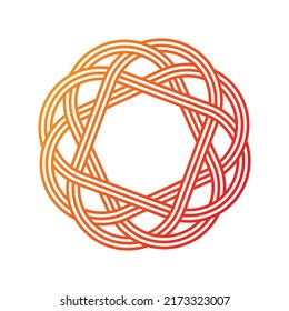 Vector illustration complex Celtic circle and orange   red gradient white background 