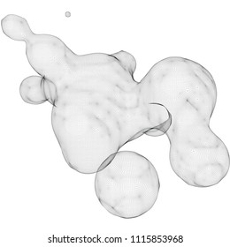 Vector illustration of an complex geometric object on a white background. Abstract three-dimensional wireframe structure. Futuristic techno concept. Creative backdrop consisting of a liquid shapes.