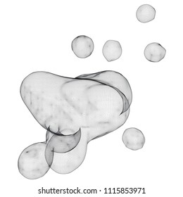 Vector illustration of an complex geometric object on a white background. Abstract three-dimensional wireframe structure. Futuristic techno concept. Creative backdrop consisting of a liquid shapes.