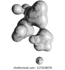 Vector illustration of an complex geometric object on a white background. Abstract three-dimensional wireframe structure. Futuristic techno concept. Creative backdrop consisting of a liquid shapes.
