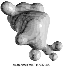 Vector illustration of an complex geometric object on a white background. Abstract three-dimensional wireframe structure. Futuristic techno concept. Creative backdrop consisting of a liquid shapes.