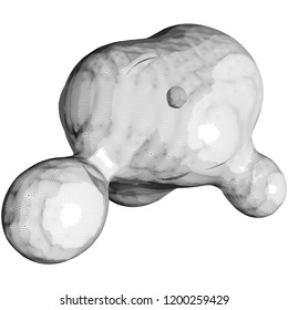 Vector illustration of an complex geometric object on a white background. Abstract three-dimensional wireframe structure. Futuristic techno concept. Creative backdrop consisting of a liquid shapes.